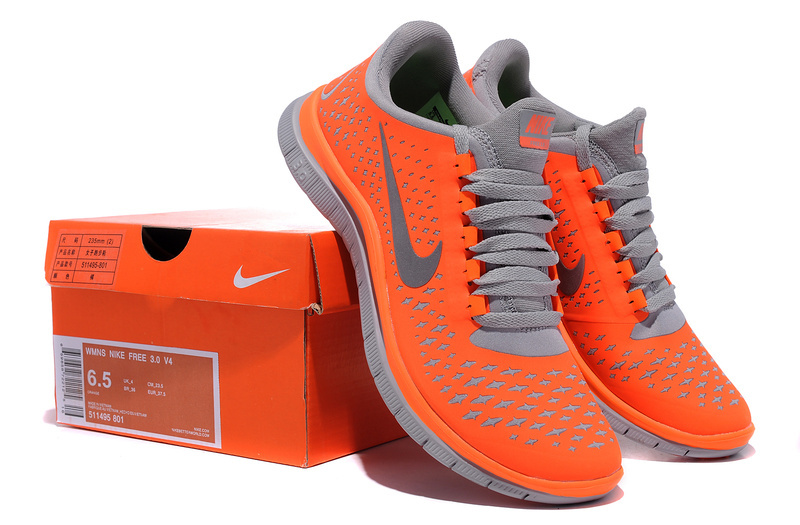 Nike Free 3.0 V4 Running Shoes Orange Grey
