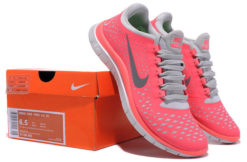 Women Nike Free Run 3.0 V4 Pink Grey - Click Image to Close