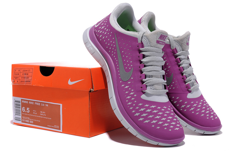Women Nike Free Run 3.0 V4 Purple Grey - Click Image to Close