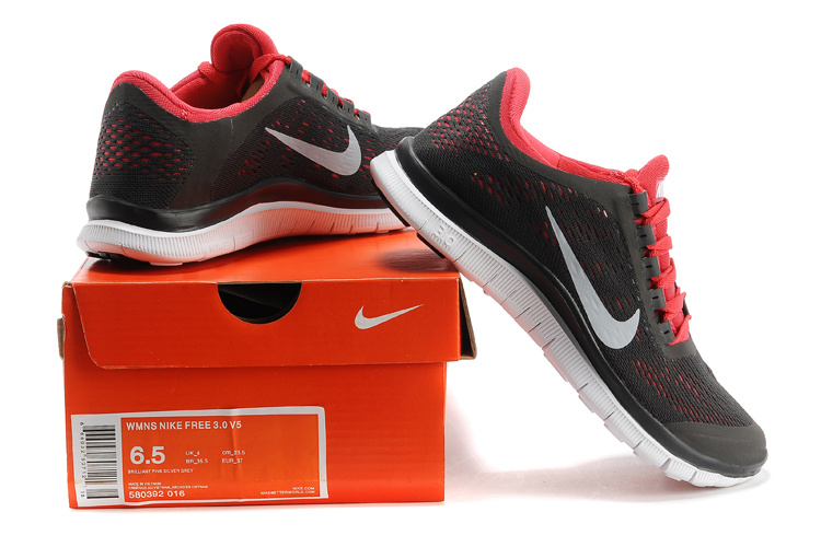 Nike Free Run 3.0 V5 Black Red White Shoes - Click Image to Close