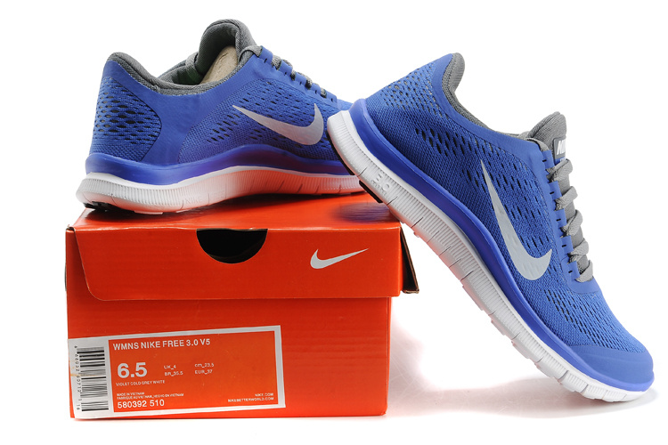 Nike Free Run 3.0 V5 Blue Grey White Shoes - Click Image to Close