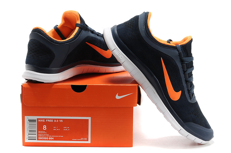 Nike Free Run 3.0 V5 Engrave Black Orange White Shoes