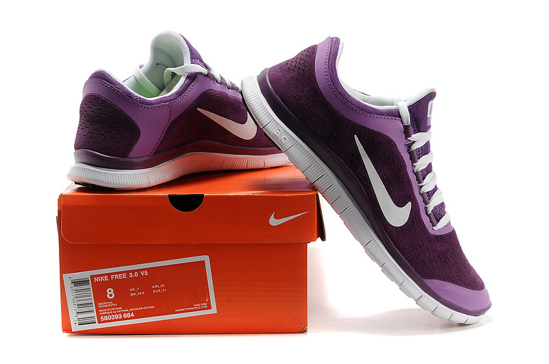 Nike Free Run 3.0 V5 Engrave Purple White Shoes - Click Image to Close