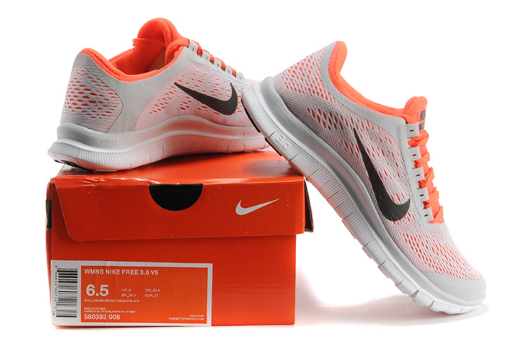 Nike Free Run 3.0 V5 Grey Orange Black Running Shoes - Click Image to Close
