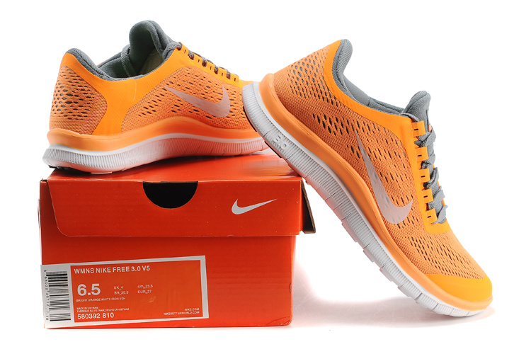 Nike Free Run 3.0 V5 Orange Grey White Running Shoes