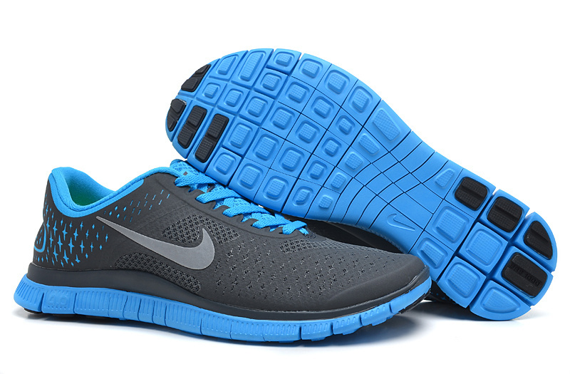 Nike Free Run 4.0 Black Blue Shoes - Click Image to Close