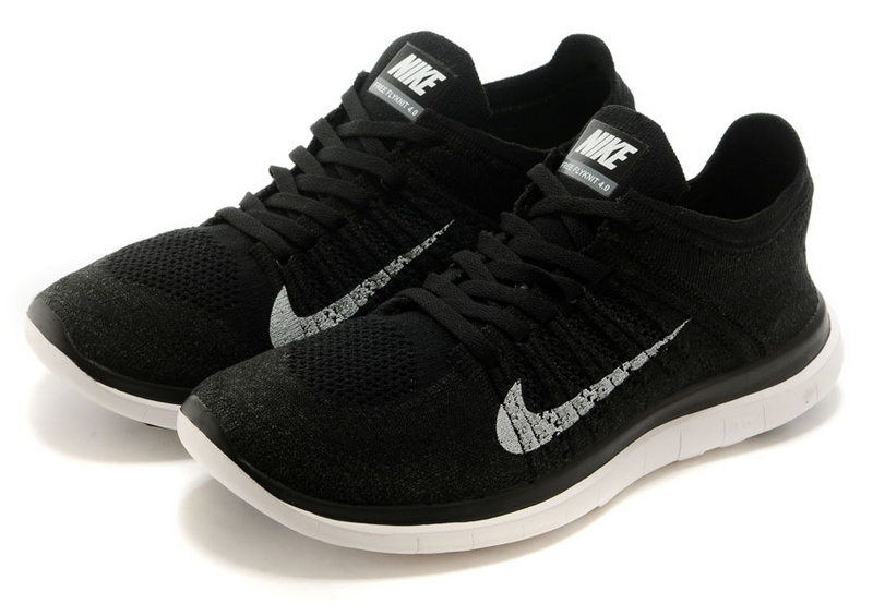 Nike Free Run 4.0 Flyline Black White Running Shoes - Click Image to Close