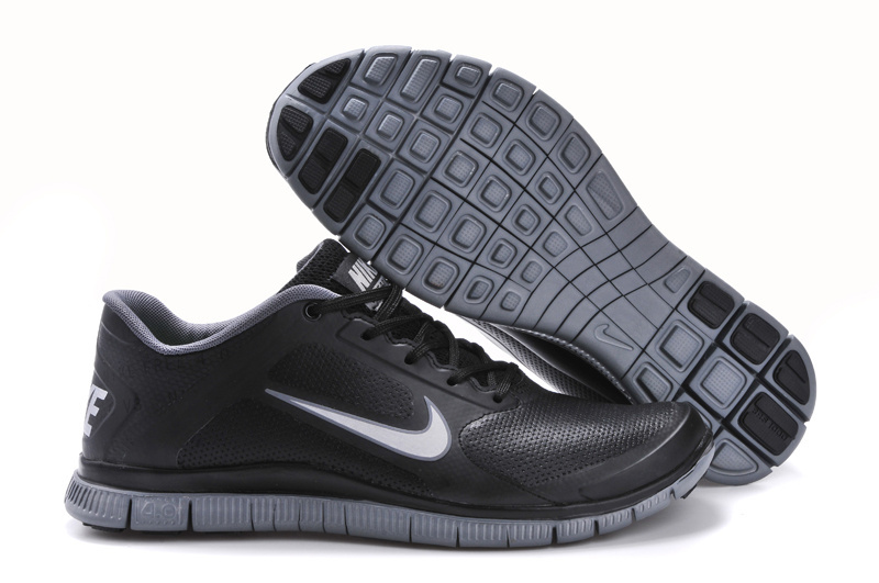 Nike Free Run 4.0 Leather All Black Shoes - Click Image to Close