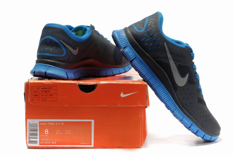 Nike Free 4.0 V2 Black Blue Running Shoes - Click Image to Close