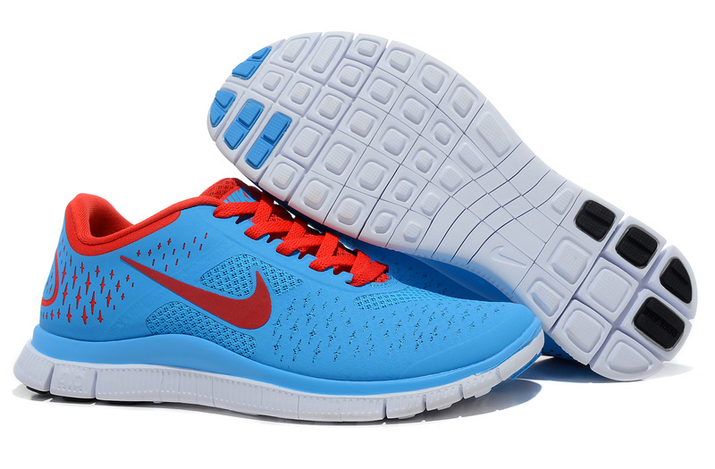 Nike Free 4.0 V2 Blue Red Running Shoes - Click Image to Close