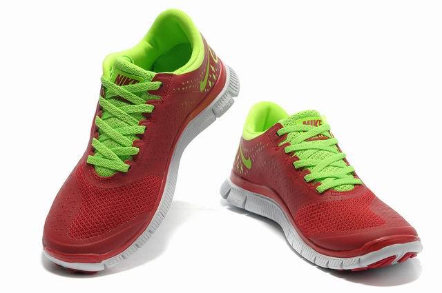Nike Free Run 4.0 V2 Dark Red Green White Shoes