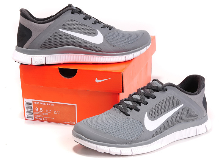 Nike Free 4.0 V2 Grey Black White Running Shoes - Click Image to Close