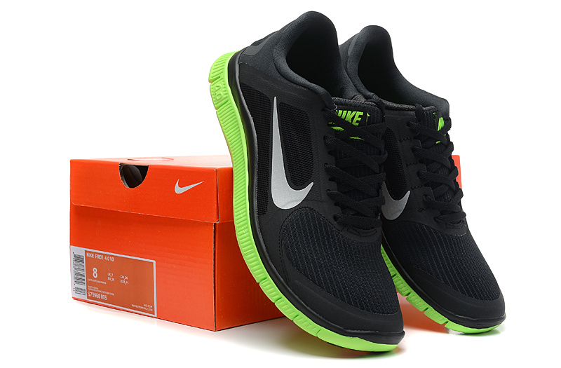 Nike Free Run 4.0 V3 Black Green Shoes - Click Image to Close