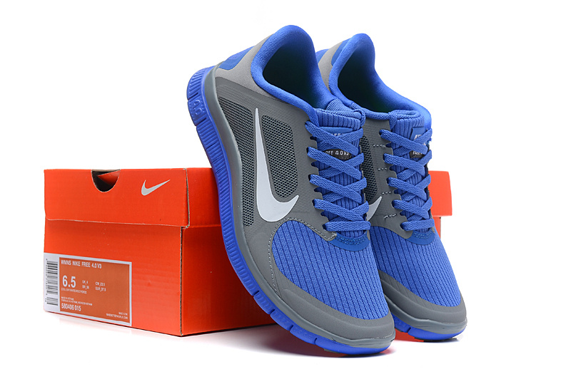 Women Nike 4.0 V3 Running Shoes Blue Black - Click Image to Close