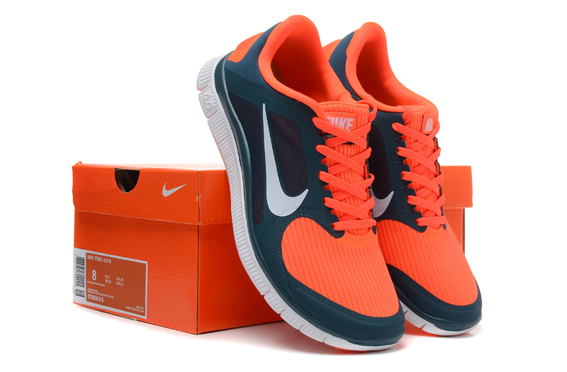 Women Nike 4.0 V3 Running Shoes Orange Blue White - Click Image to Close