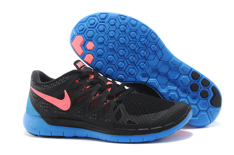 World-Up Nike Free Run 5.0 Black Pink Blue Shoes - Click Image to Close