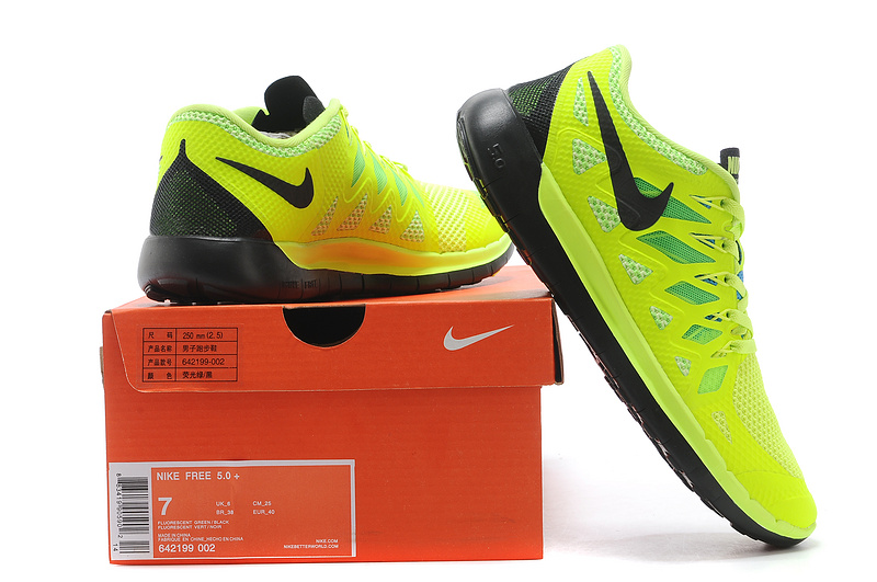 World-Up Nike Free Run 5.0 Green Black Shoes - Click Image to Close