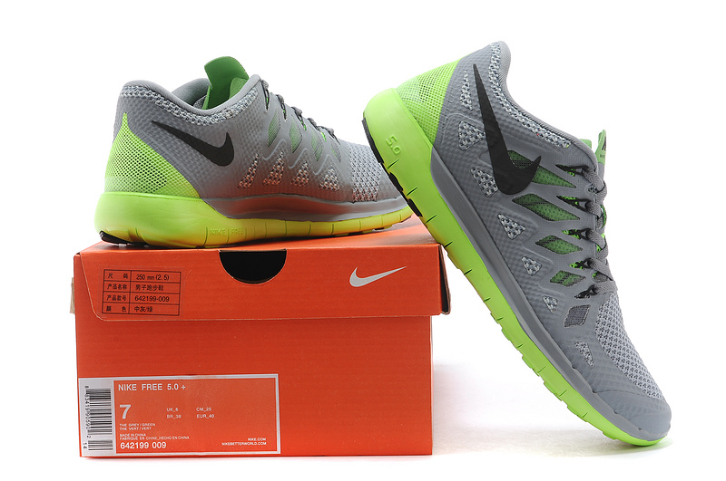 World-Up Nike Free Run 5.0 Grey Green Shoes - Click Image to Close