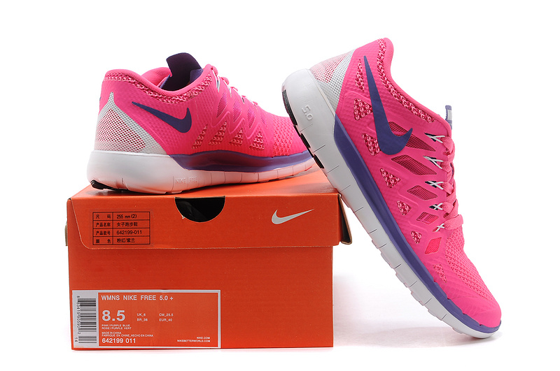 World-Up Nike Free Run 5.0 Pink Purple White Shoes - Click Image to Close