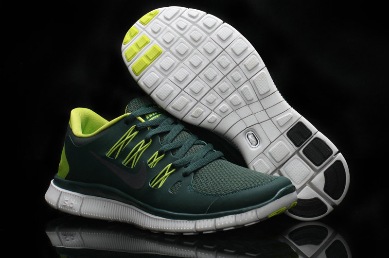 Women Nike Free Run 5.0 2 Black Green Shoes - Click Image to Close