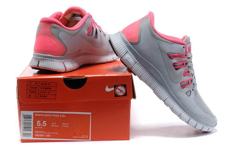 Women Nike Free Run 5.0 2 Grey Pink Shoes - Click Image to Close
