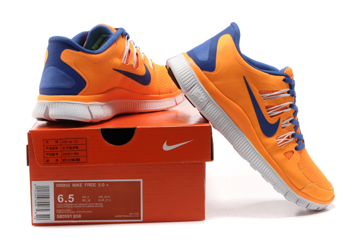 Women Nike Free Run 5.0 2 Orange Blue White Shoes