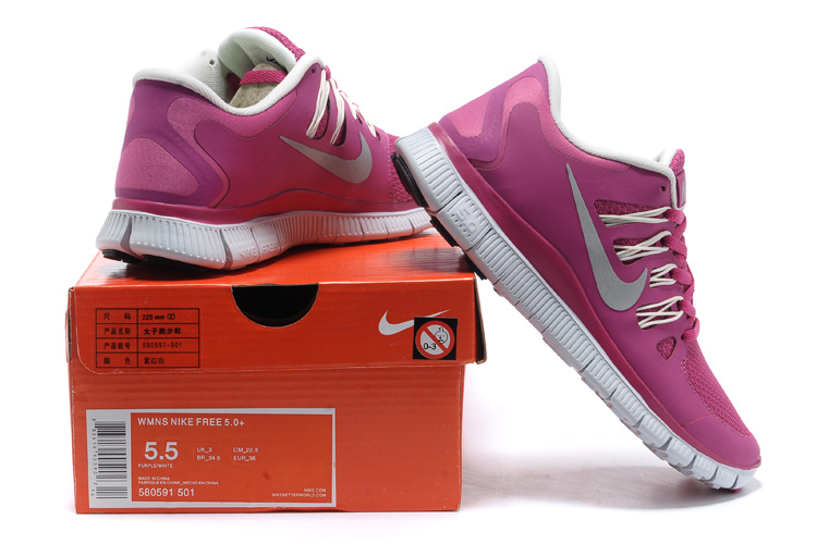 Women Nike Free Run 5.0 2 Red Silver White Shoes - Click Image to Close