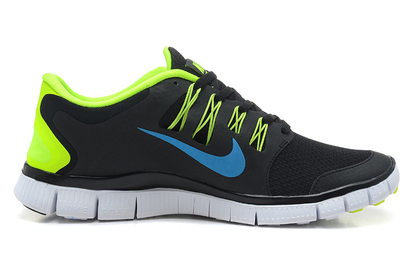 Nike Free 5.0 Running Shoes Black Fluorescent Green - Click Image to Close