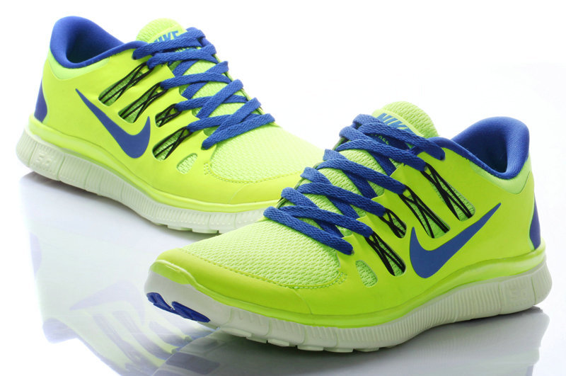 Nike Free Run 5.0 Fluorscent Green Blue Shoes - Click Image to Close