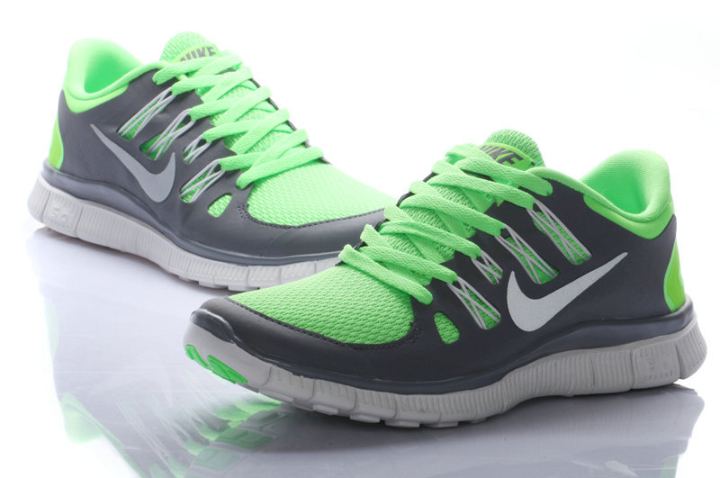 Nike Free Run 5.0 Green Grey Women Running Shoes - Click Image to Close