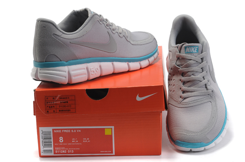 Nike Free 5.0 Running Shoes Grenadine Grey Blue White - Click Image to Close