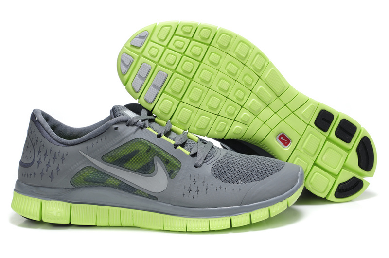 Nike Free Run 5.0 Grey Green Shoes - Click Image to Close