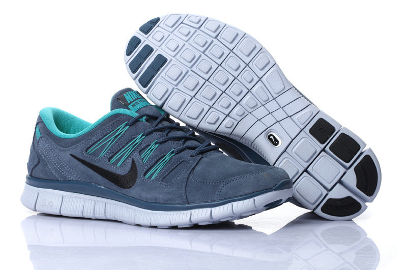 Nike Free Run 5.0 Suede Grey Blue Running Shoes - Click Image to Close