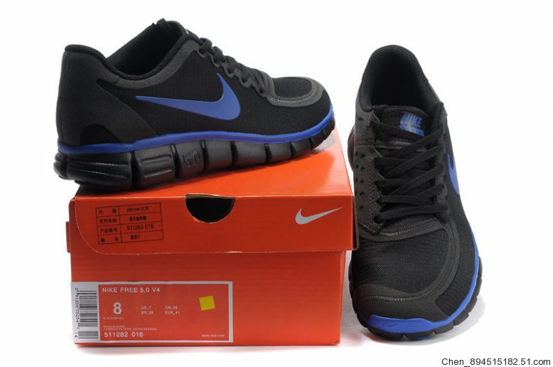 Nike Free Run 5.0 V4 Black Blue Shoes - Click Image to Close