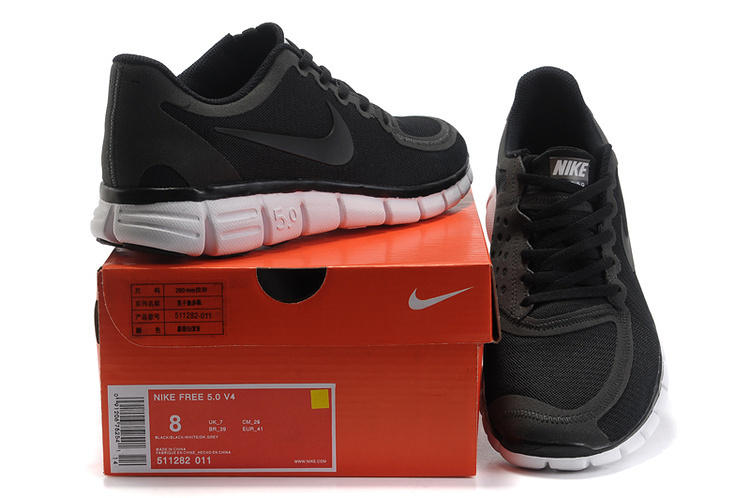 Nike Free Run 5.0 V4 Black White Shoes - Click Image to Close