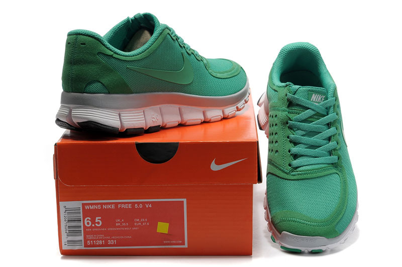 Nike Free Run 5.0 V4 Green White Shoes - Click Image to Close