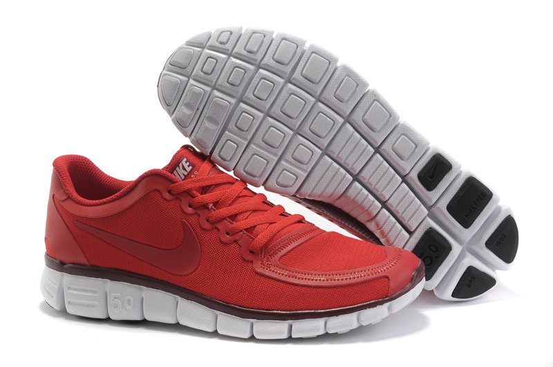Nike Free Run 5.0 V4 Wine Red White Shoes - Click Image to Close