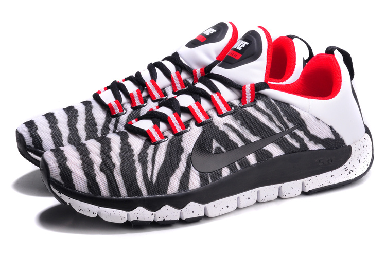 Nike Free Run 5.0 White Black Strip Red Shoes - Click Image to Close