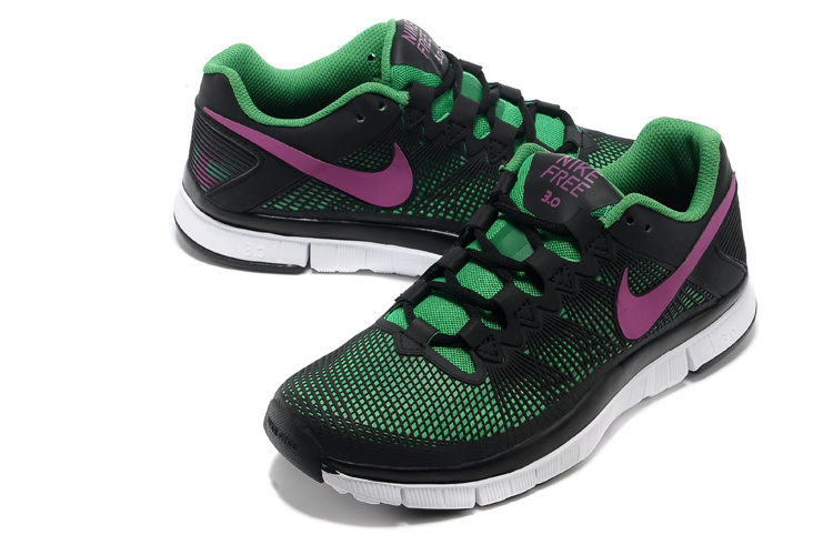 Nike Free Run 3.0 Trainer Black Green Purple Shoes - Click Image to Close