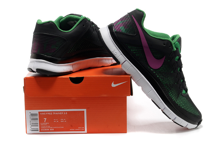 Nike Free Run 3.0 Trainer Black Green Purple Shoes - Click Image to Close