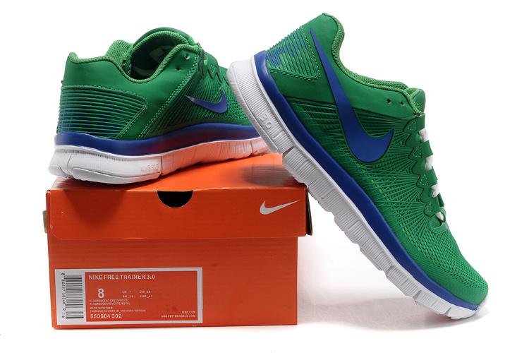 Nike Free Run 3.0 Trainer Green Blue White Shoes - Click Image to Close