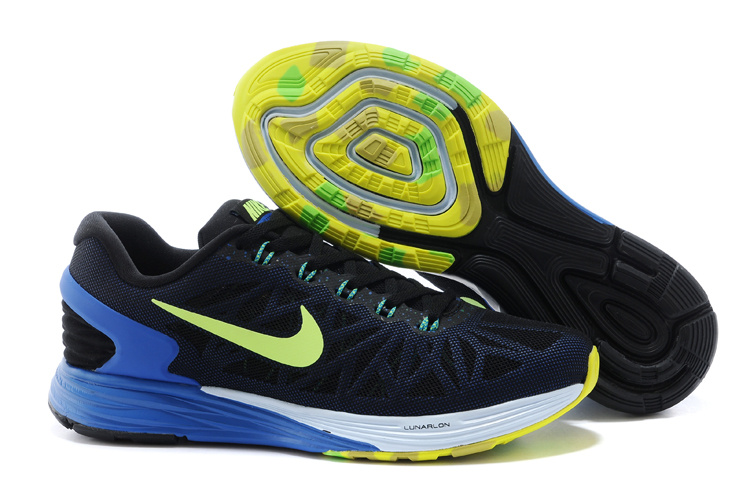 Nike Moofall 6 Black Blue Yellow Running Shoes