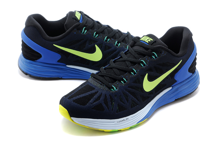 Nike Moofall 6 Black Blue Yellow Running Shoes - Click Image to Close