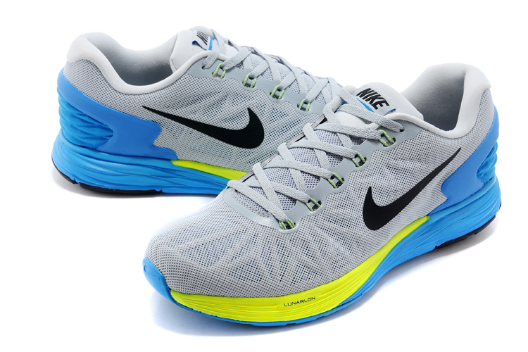 Nike Moofall 6 Grey Blue Yellow Running Shoes - Click Image to Close