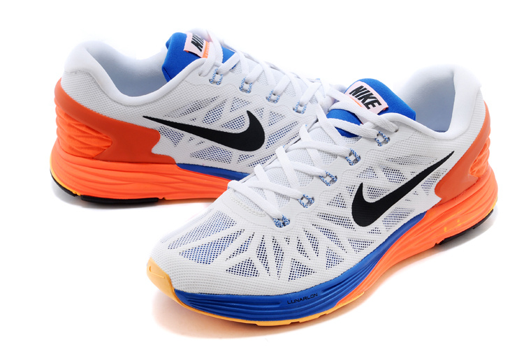 Nike Moofall 6 White Orange Blue Running Shoes