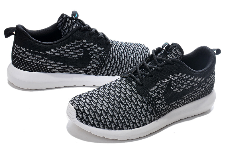 Nike Roshe Flyknit Black Grey Running Shoes - Click Image to Close