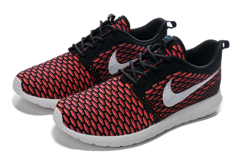Nike Roshe Flyknit Red Black Running Shoes - Click Image to Close