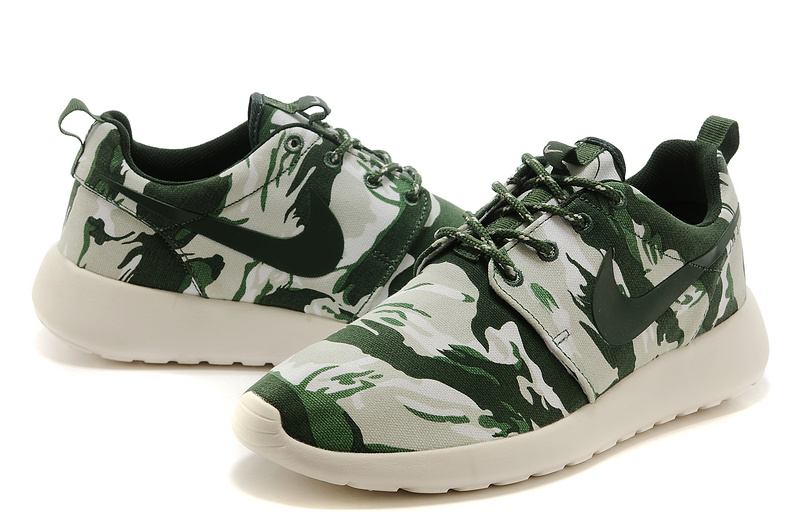 Nike Roshe Run 3M Camou Green Grey White Shoes - Click Image to Close