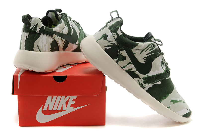 Nike Roshe Run 3M Camou Green Grey White Women Shoes