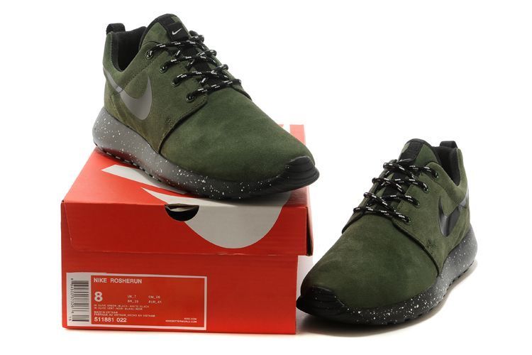 Nike Roshe Run Army Green Running Shoes - Click Image to Close